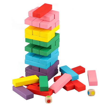 Jenga 54 pièces colorées
