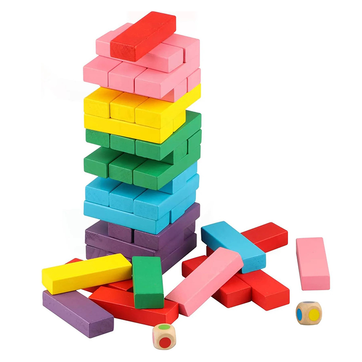 Jenga 54 pièces colorées